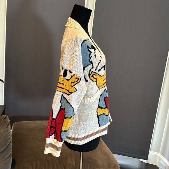 Women’s Donald Duck Knit Cardigan Sweater Front Pockets Size L NWOT - Picture 2 of 10